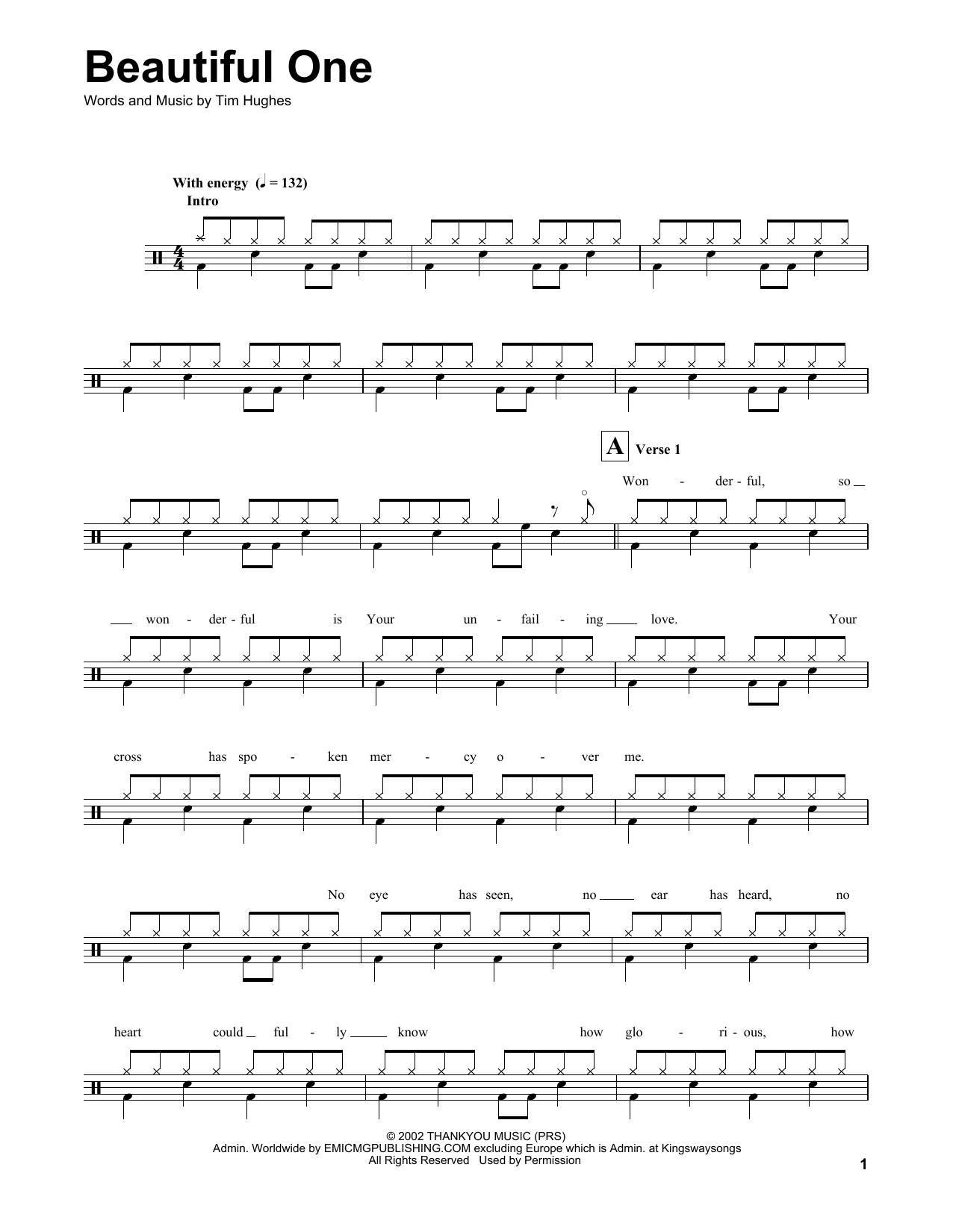 Beautiful One (Drums Transcription) von Jeremy Camp