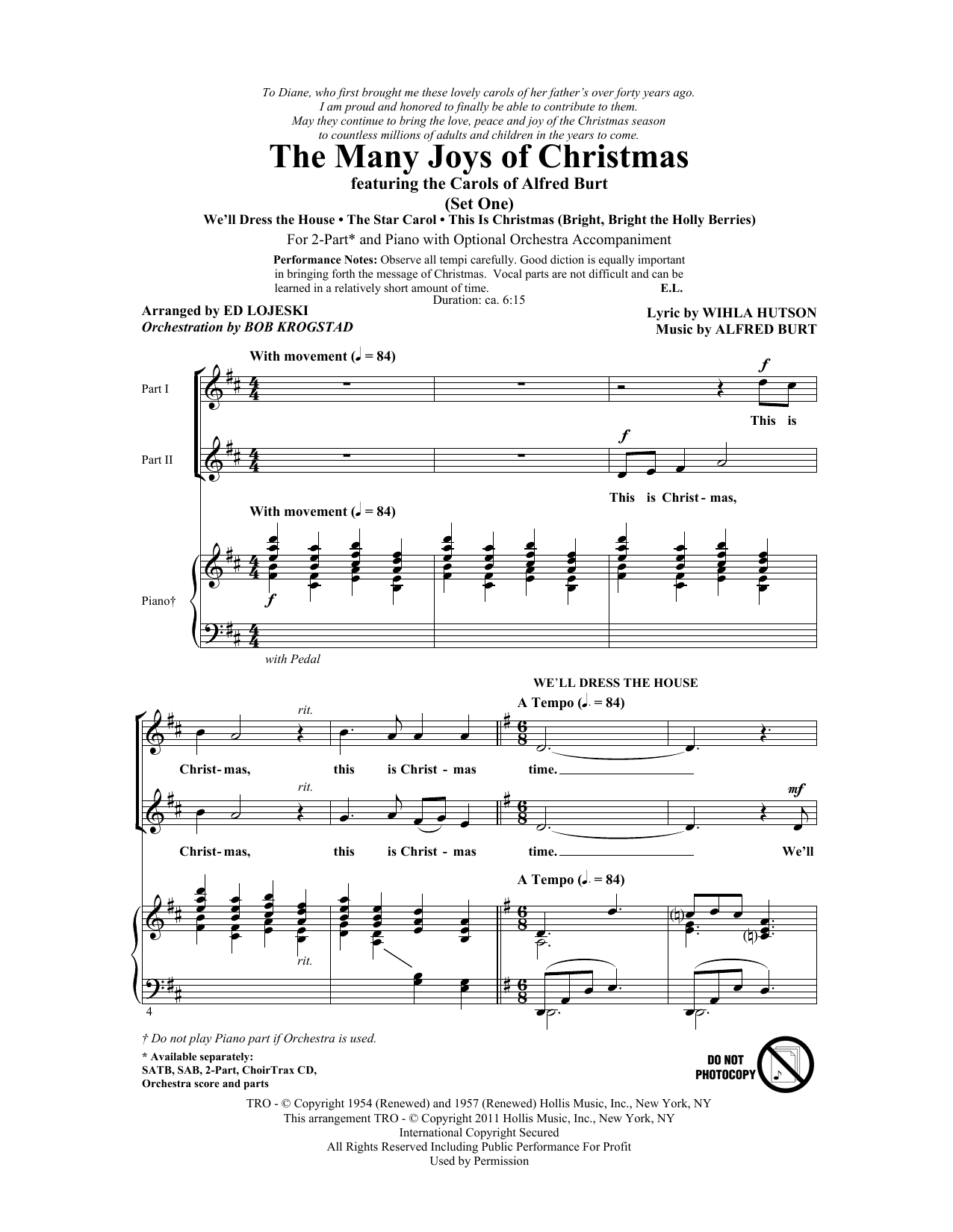 The Many Joys Of Christmas (featuring The Carols of Alfred Burt) Set 1 (2-Part Choir) von Ed Lojeski