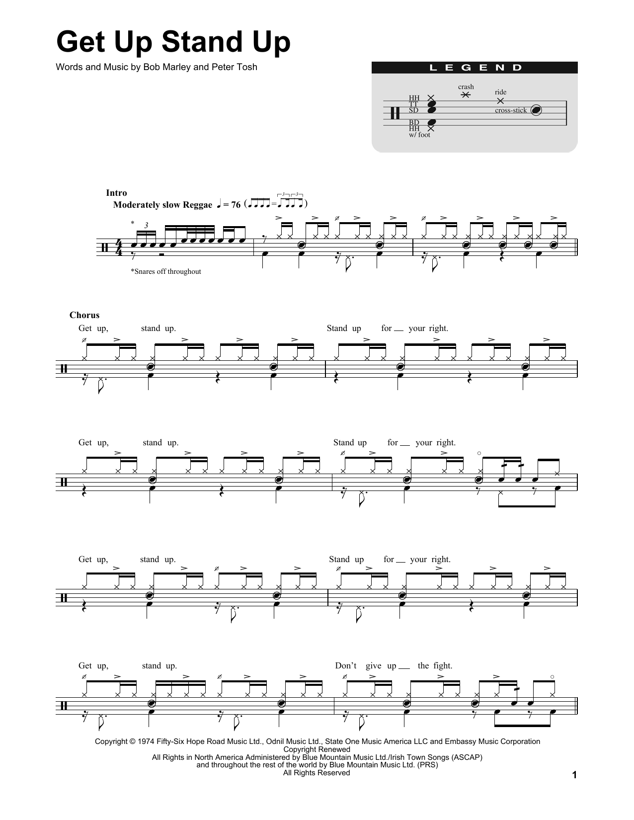 Get Up Stand Up (Drums Transcription) von Bob Marley