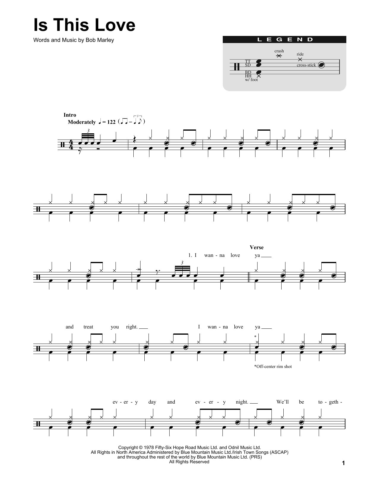 Is This Love (Drums Transcription) von Bob Marley