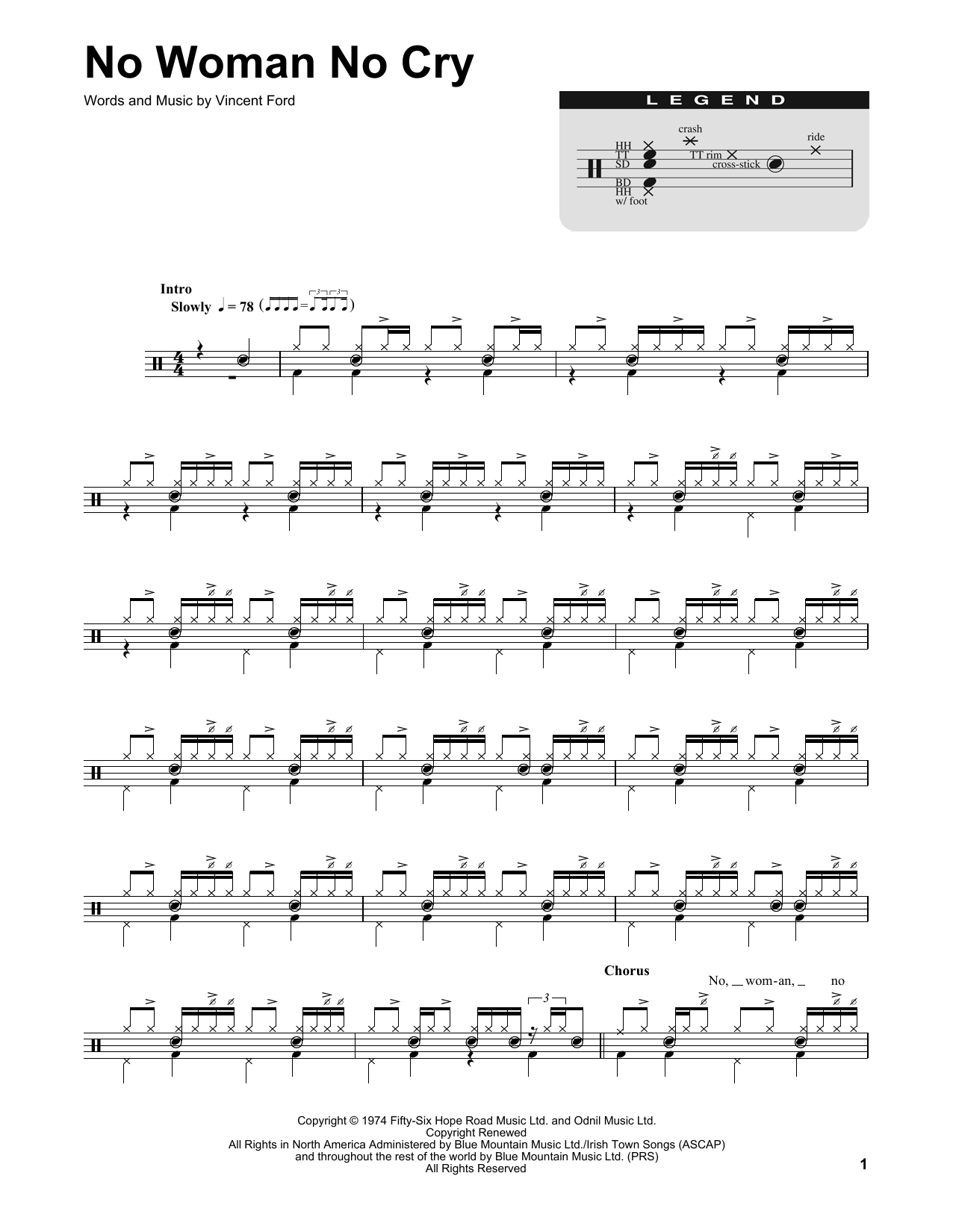 No Woman No Cry (Drums Transcription) von Bob Marley