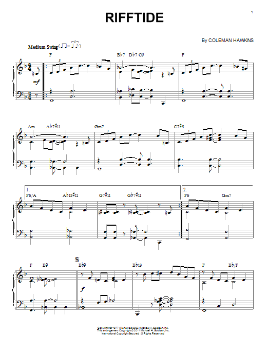 Rifftide (arr. Brent Edstrom) (Piano Solo) von Coleman Hawkins