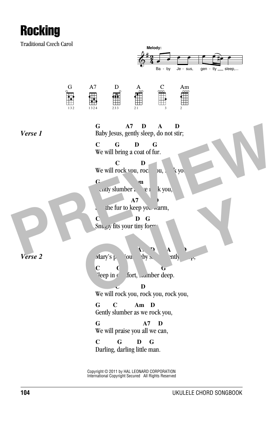 Rocking (Ukulele Chords/Lyrics) von Traditional Czech Carol