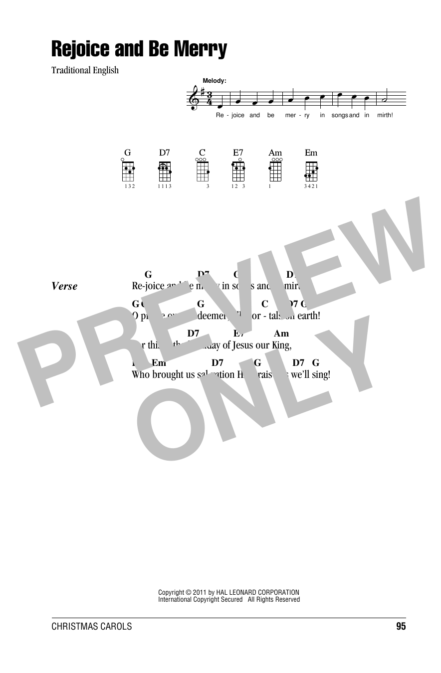 Rejoice And Be Merry (Ukulele Chords/Lyrics) von Traditional English Carol