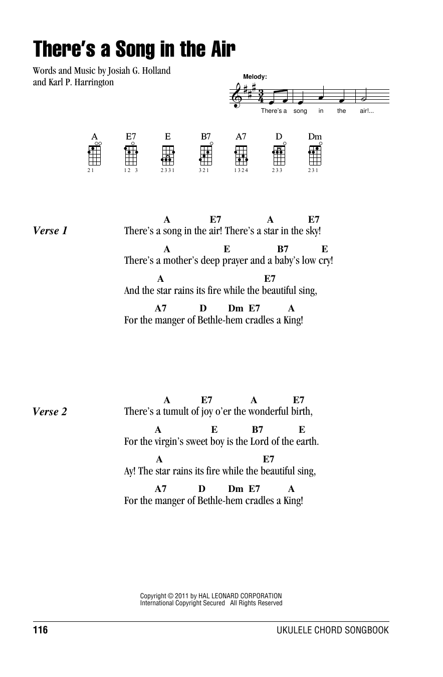 There's A Song In The Air (Ukulele Chords/Lyrics) von Karl P. Harrington