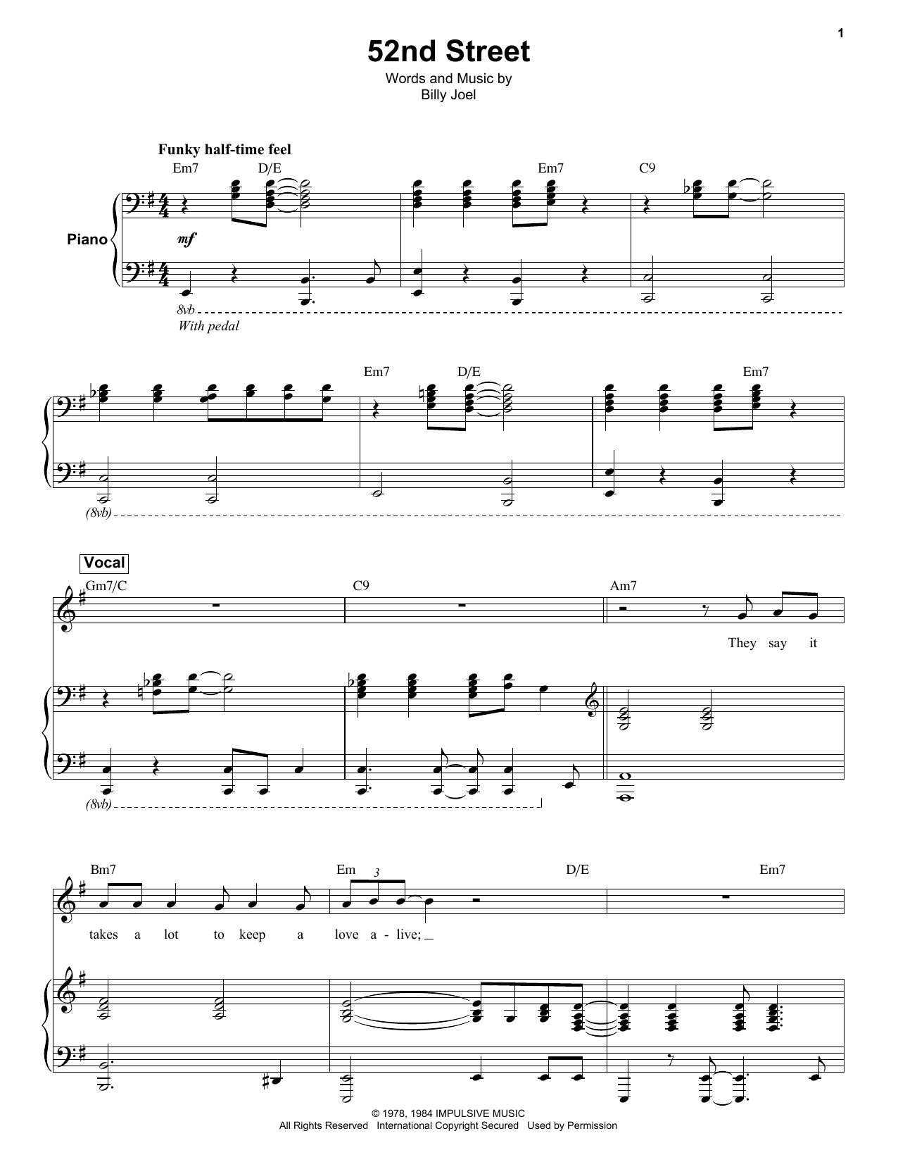 52nd Street (Keyboard Transcription) von Billy Joel