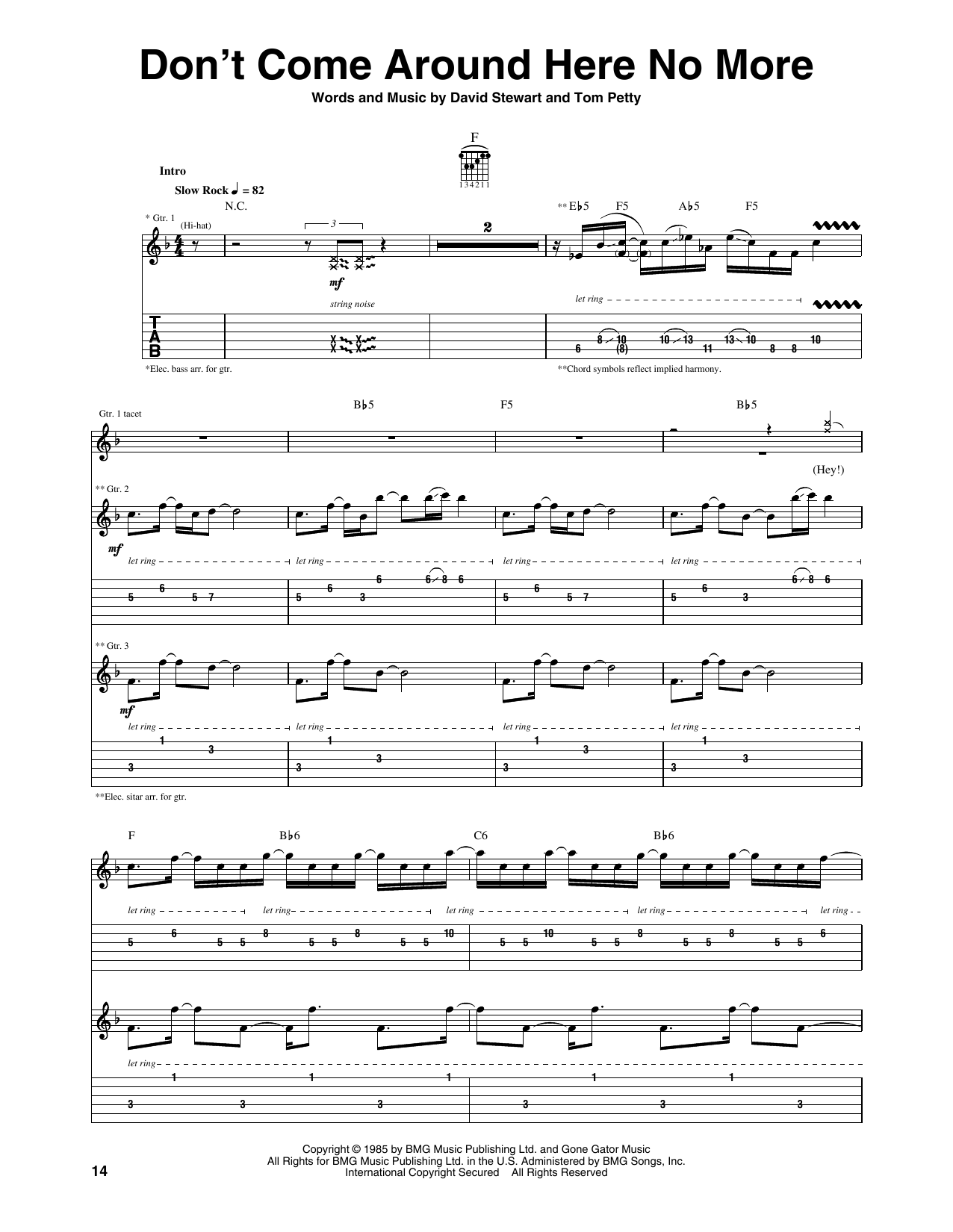 Don't Come Around Here No More (Guitar Tab) von Tom Petty And The Heartbreakers