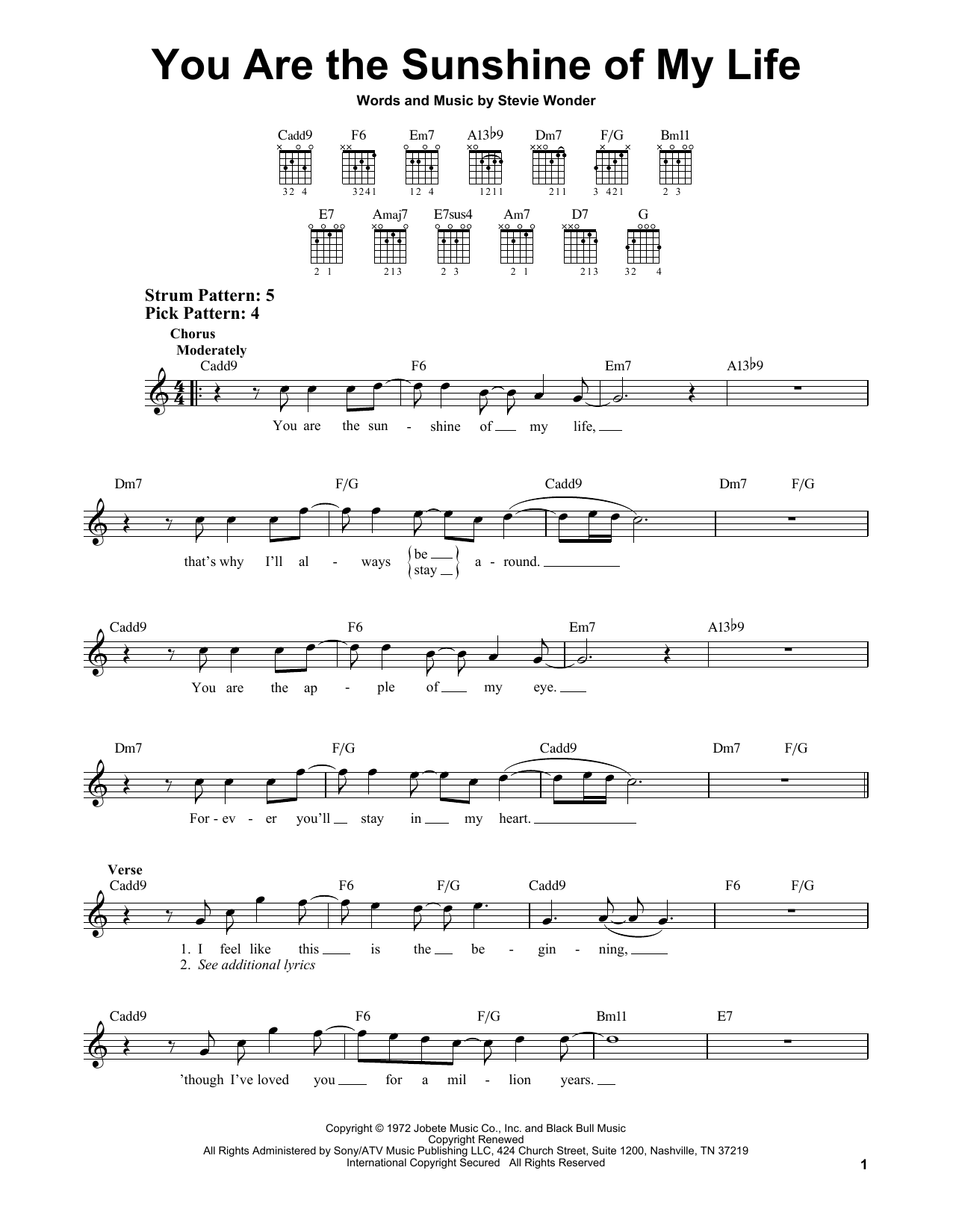 You Are The Sunshine Of My Life (Easy Guitar) von Stevie Wonder