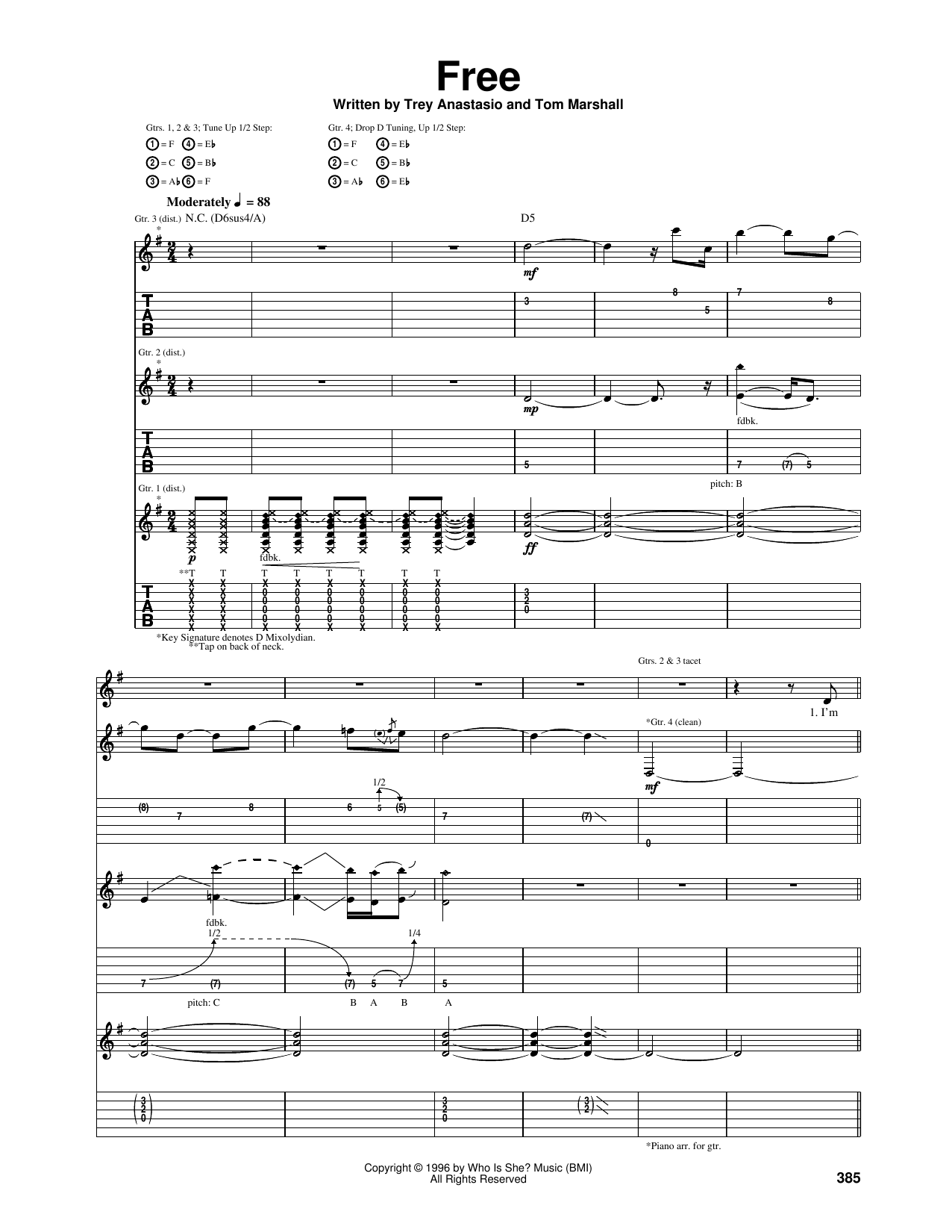 Free (Guitar Tab) von Phish