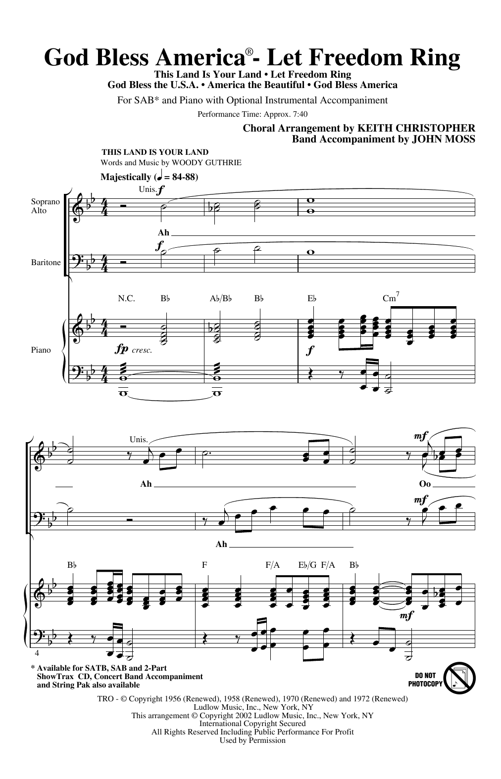 God Bless America (Let Freedom Ring) (Medley) (SAB Choir) von Keith Christopher