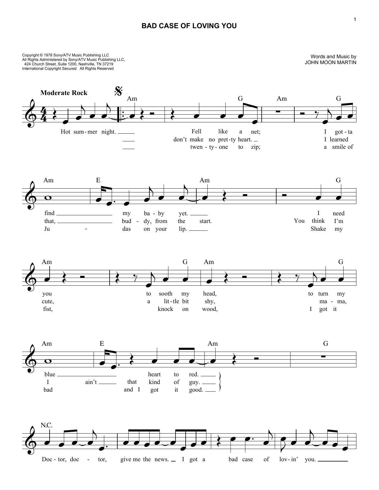 Bad Case Of Loving You (Lead Sheet / Fake Book) von Robert Palmer