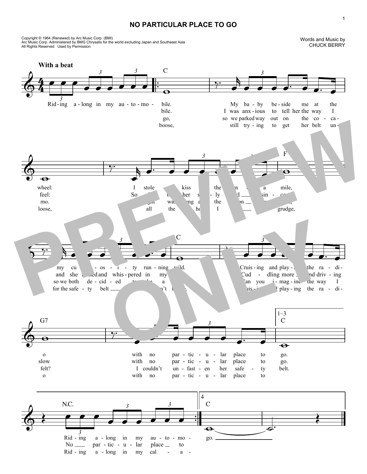 No Particular Place To Go (Lead Sheet / Fake Book) von Chuck Berry