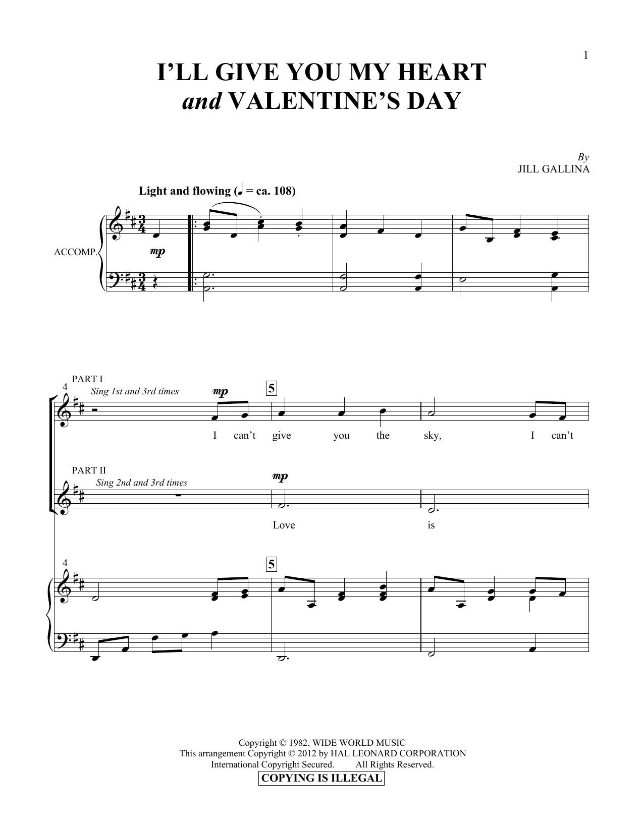 I'll Give You My Heart & Valentine's Day (Vocal Duet) von Jill Gallina