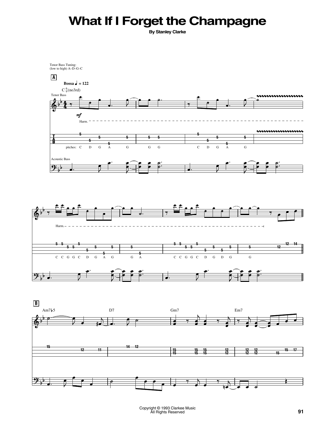 What If I Forget The Champagne (Bass Guitar Tab) von Stanley Clarke