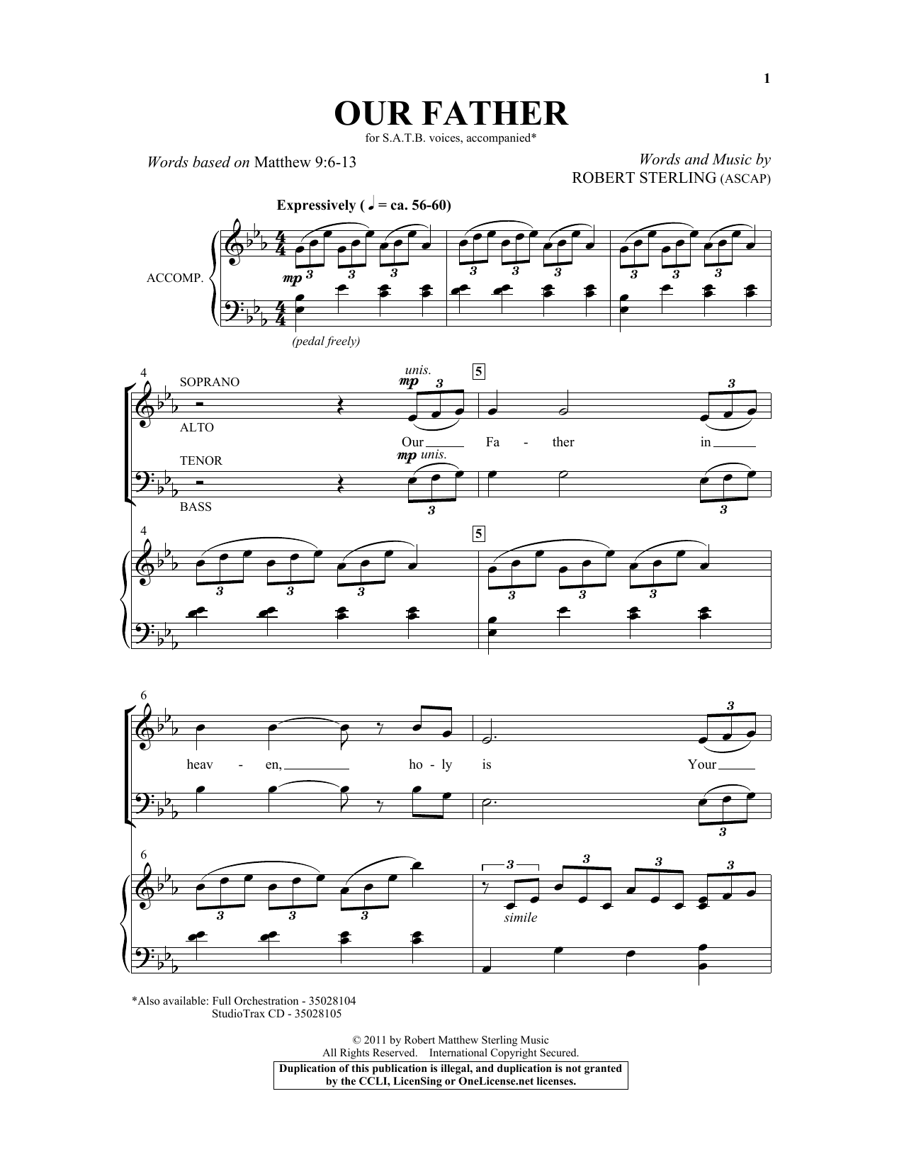 Our Father (SATB Choir) von Robert Sterling