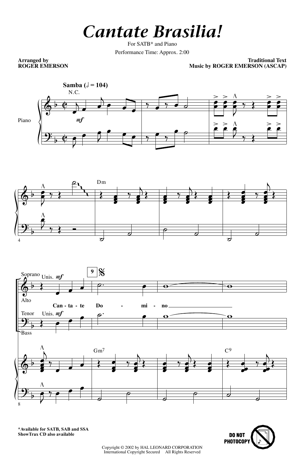 Cantate Brasilia (SATB Choir) von Roger Emerson