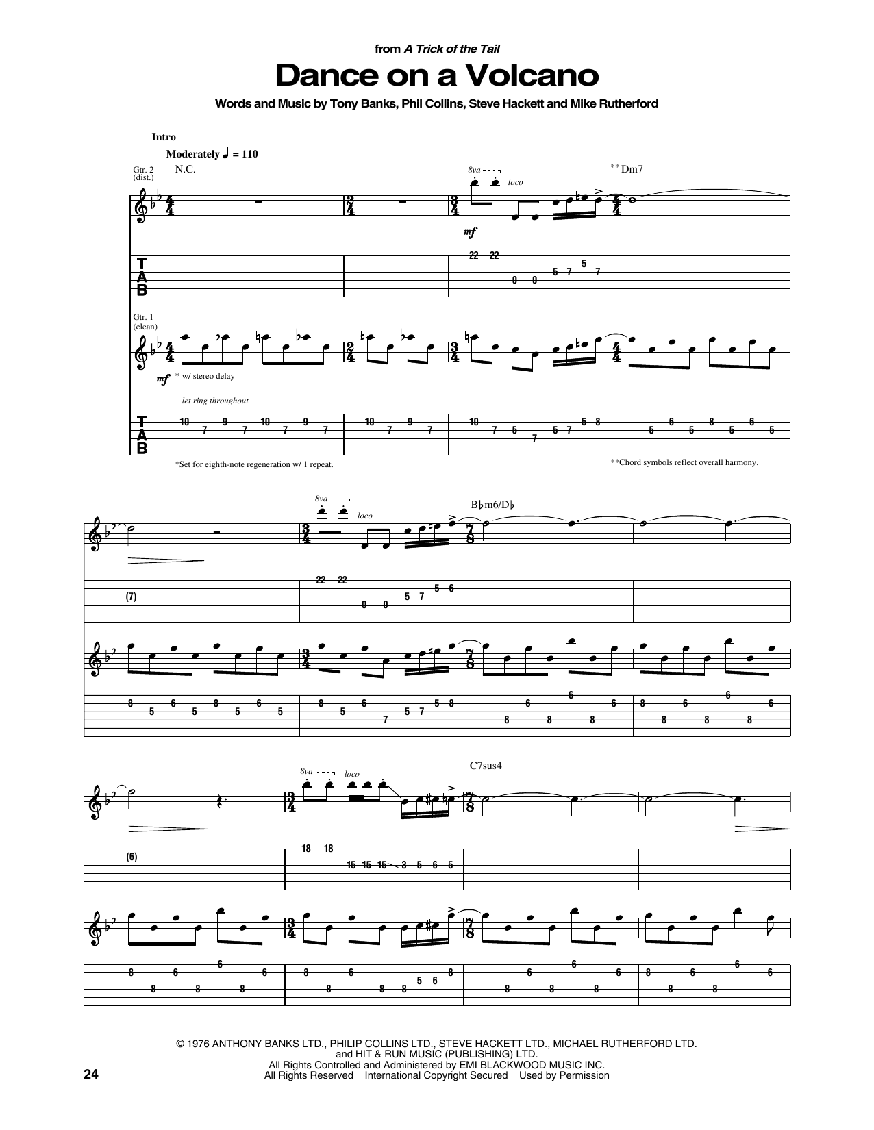 Dance On A Volcano (Guitar Tab) von Genesis