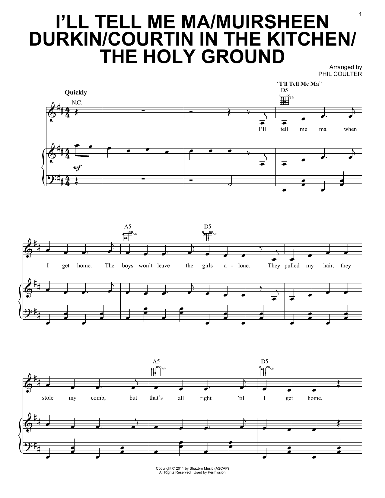 I'll Tell Me Ma/Muirsheen Durkin/Courtin In The Kitchen/The Holy Ground (Piano, Vocal & Guitar Chords (Right-Hand Melody)) von Celtic Thunder