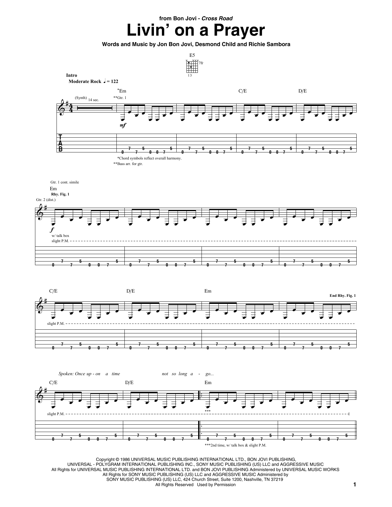 Livin' On A Prayer (Guitar Tab) von Bon Jovi