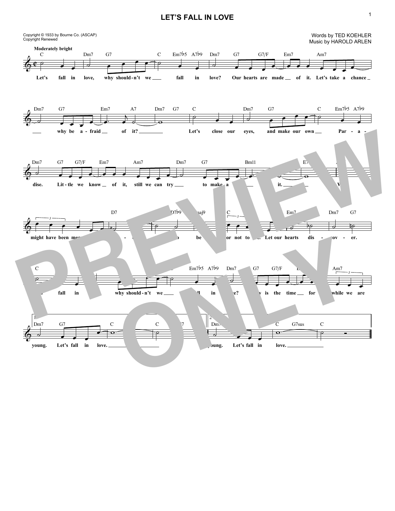 Let's Fall In Love (Lead Sheet / Fake Book) von Ted Koehler