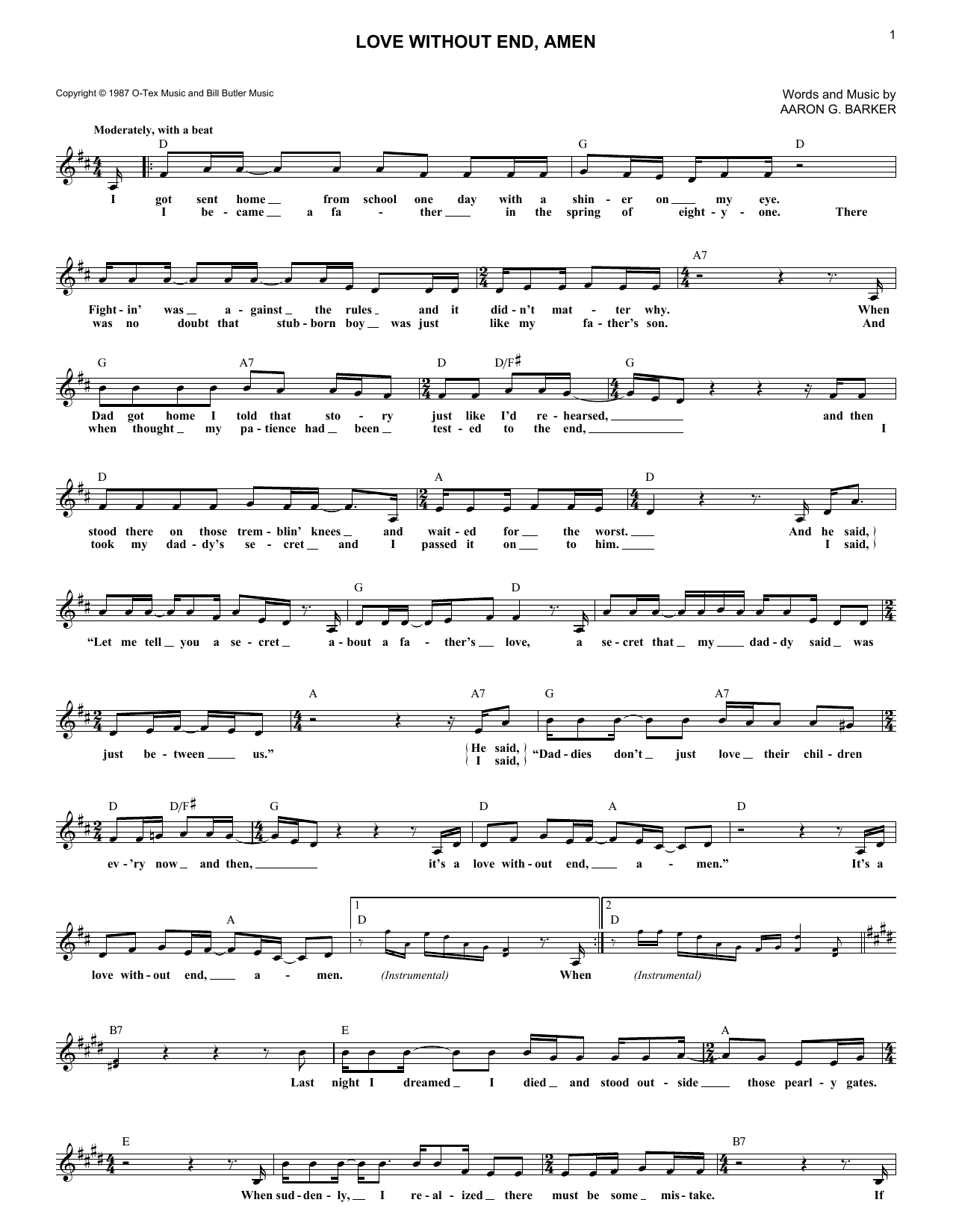 Love Without End, Amen (Lead Sheet / Fake Book) von George Strait