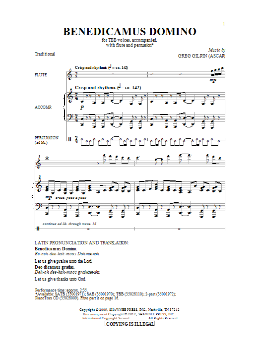 Benedicamus Domino (TBB Choir) von Greg Gilpin
