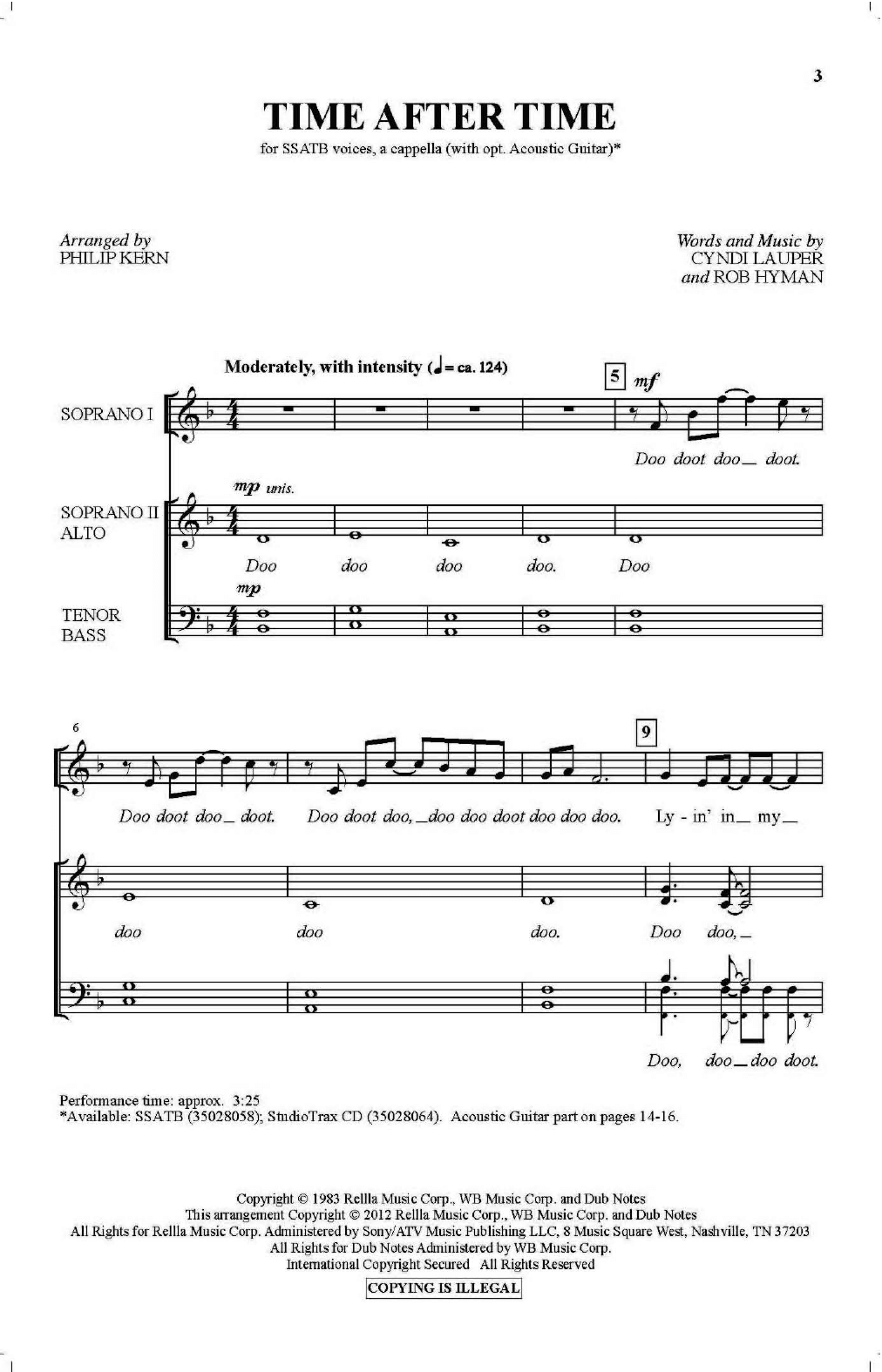 Time After Time (arr. Philip Kern) (SATB Choir) von Cyndi Lauper