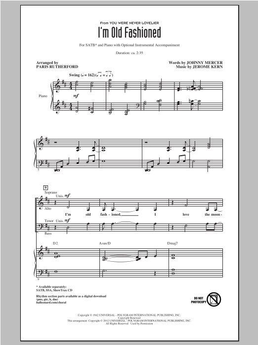 I'm Old Fashioned (SATB Choir) von Paris Rutherford
