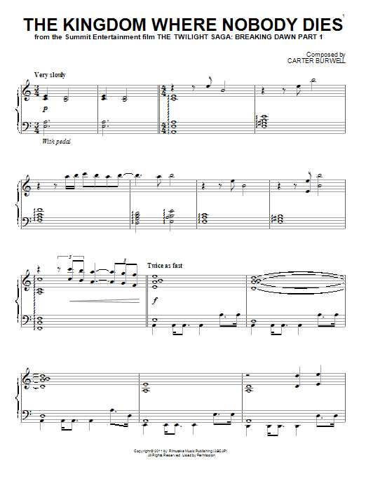 The Kingdom Where Nobody Dies (Piano Solo) von Carter Burwell