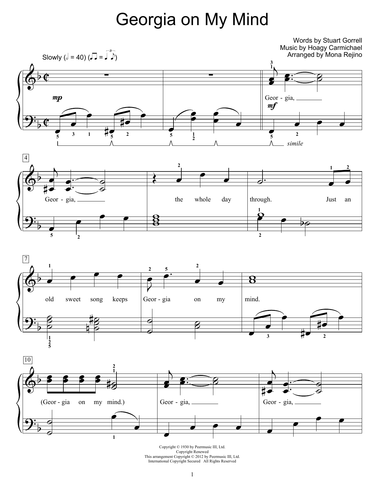Georgia On My Mind (Educational Piano) von Hoagy Carmichael