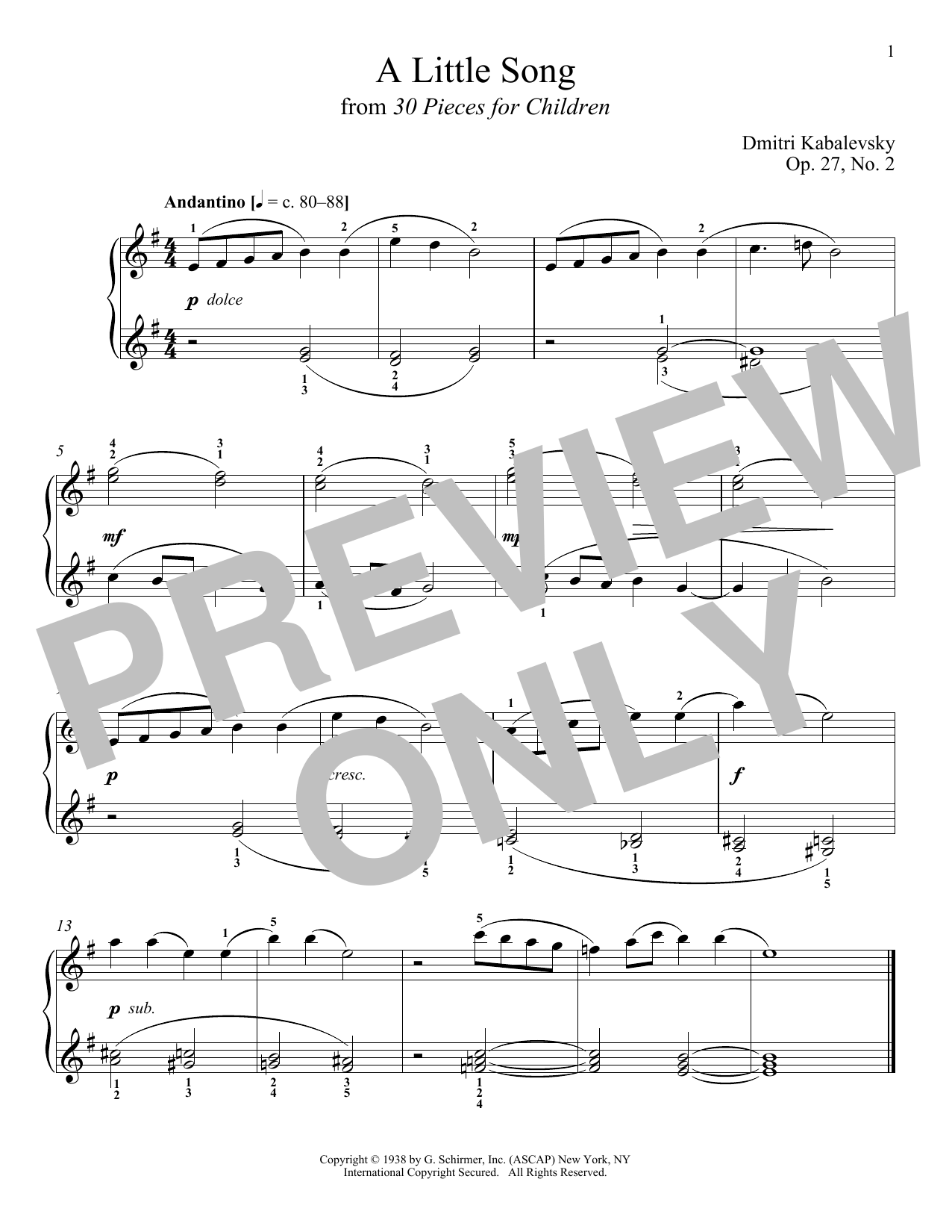 A Little Song, Op. 27, No. 2 (Piano Solo) von Dmitri Kabalevsky