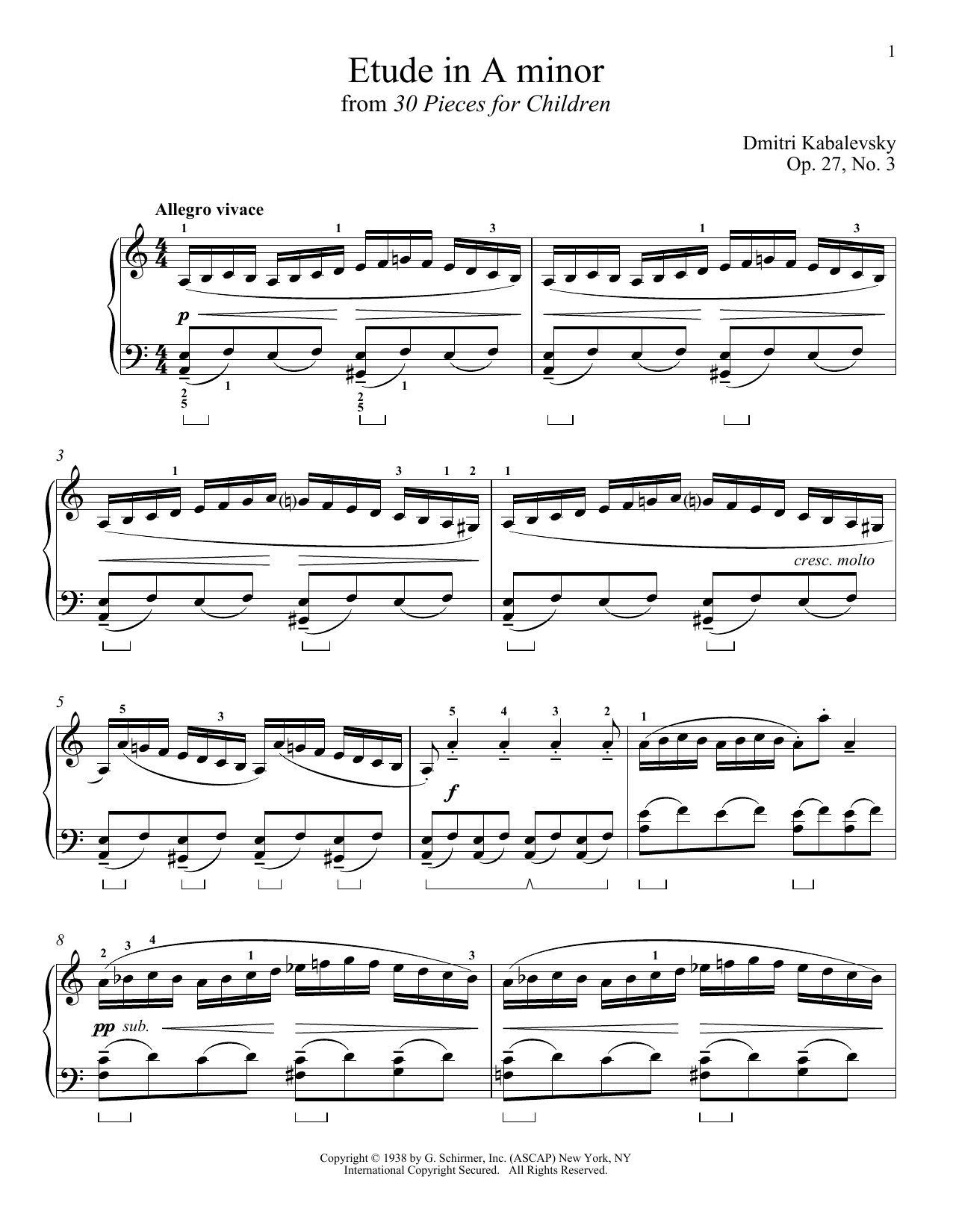 Etude In A Minor (Piano Solo) von Dmitri Kabalevsky