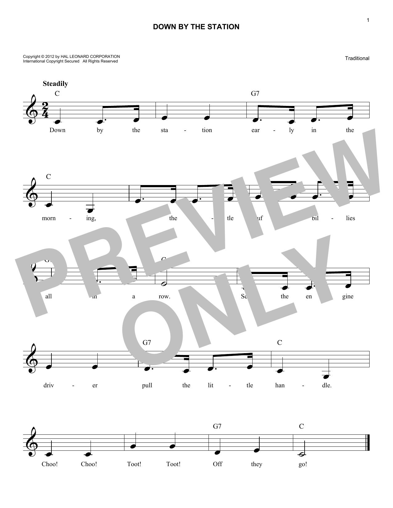 Down By The Station (Lead Sheet / Fake Book) von Traditional