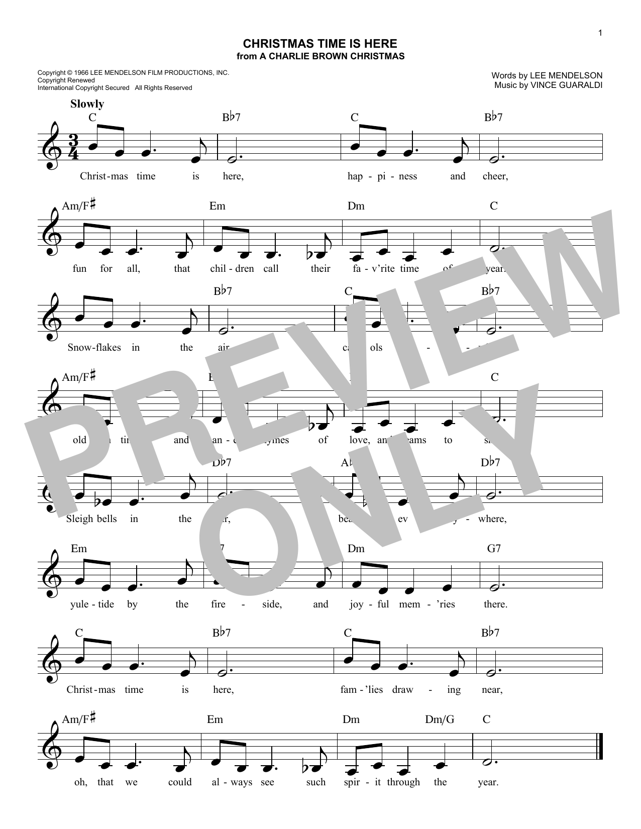 Christmas Time Is Here (Lead Sheet / Fake Book) von Vince Guaraldi