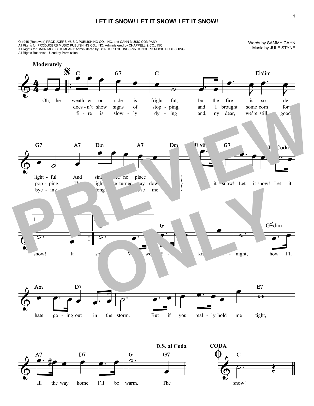 Let It Snow! Let It Snow! Let It Snow! (Lead Sheet / Fake Book) von Jule Styne & Sammy Cahn