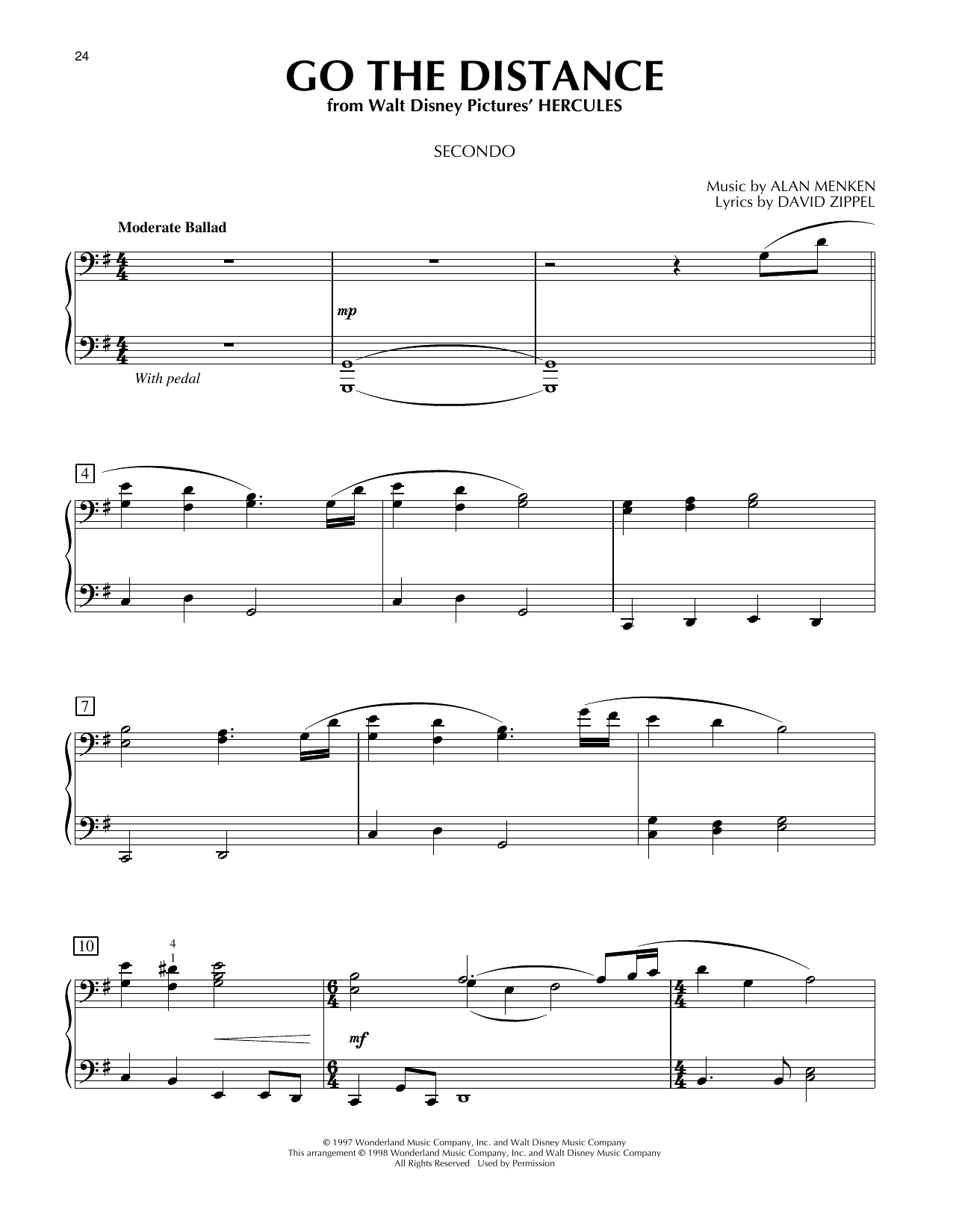Go The Distance (from Hercules) (Piano Duet) von Michael Bolton