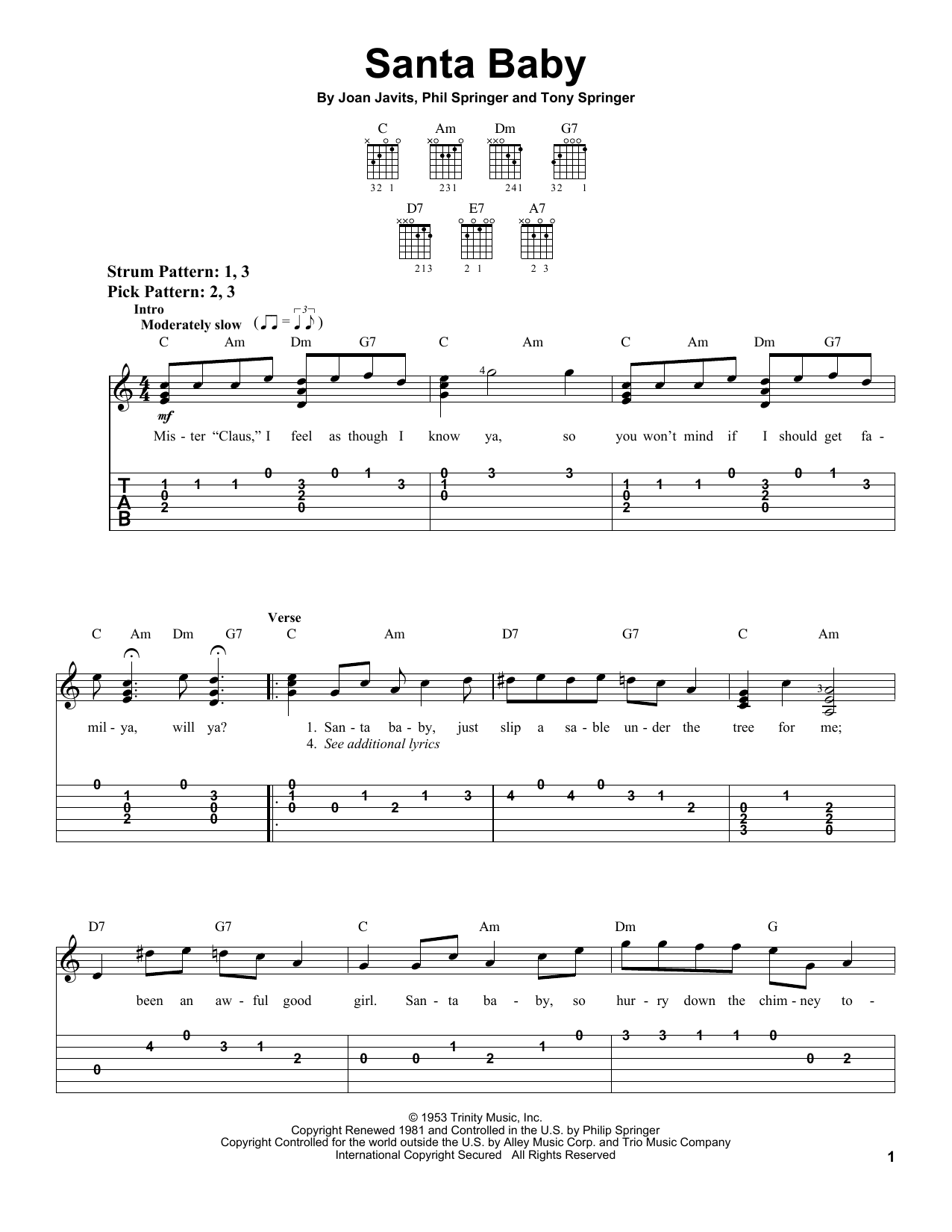 Santa Baby (Easy Guitar Tab) von Eartha Kitt