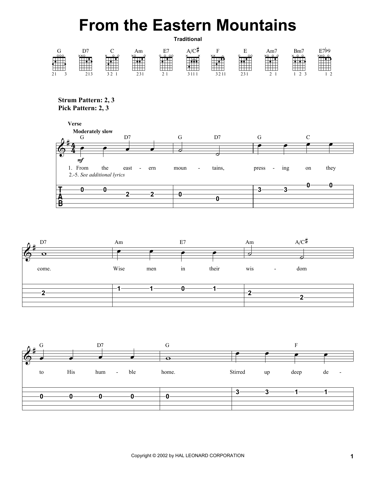 From The Eastern Mountains (Easy Guitar Tab) von Godfey Thring