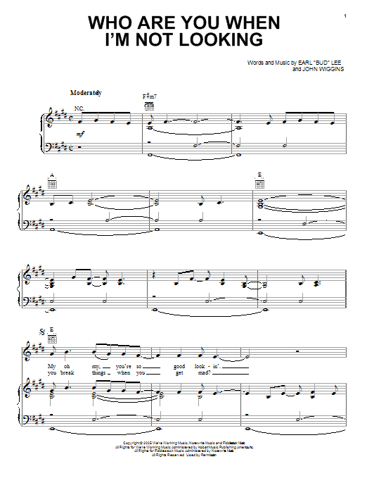 Who Are You When I'm Not Looking (Piano, Vocal & Guitar Chords (Right-Hand Melody)) von Blake Shelton