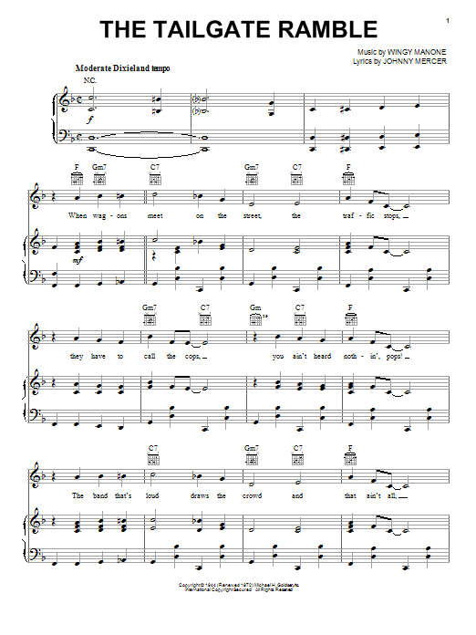 The Tailgate Ramble (Piano, Vocal & Guitar Chords (Right-Hand Melody)) von Johnny Mercer