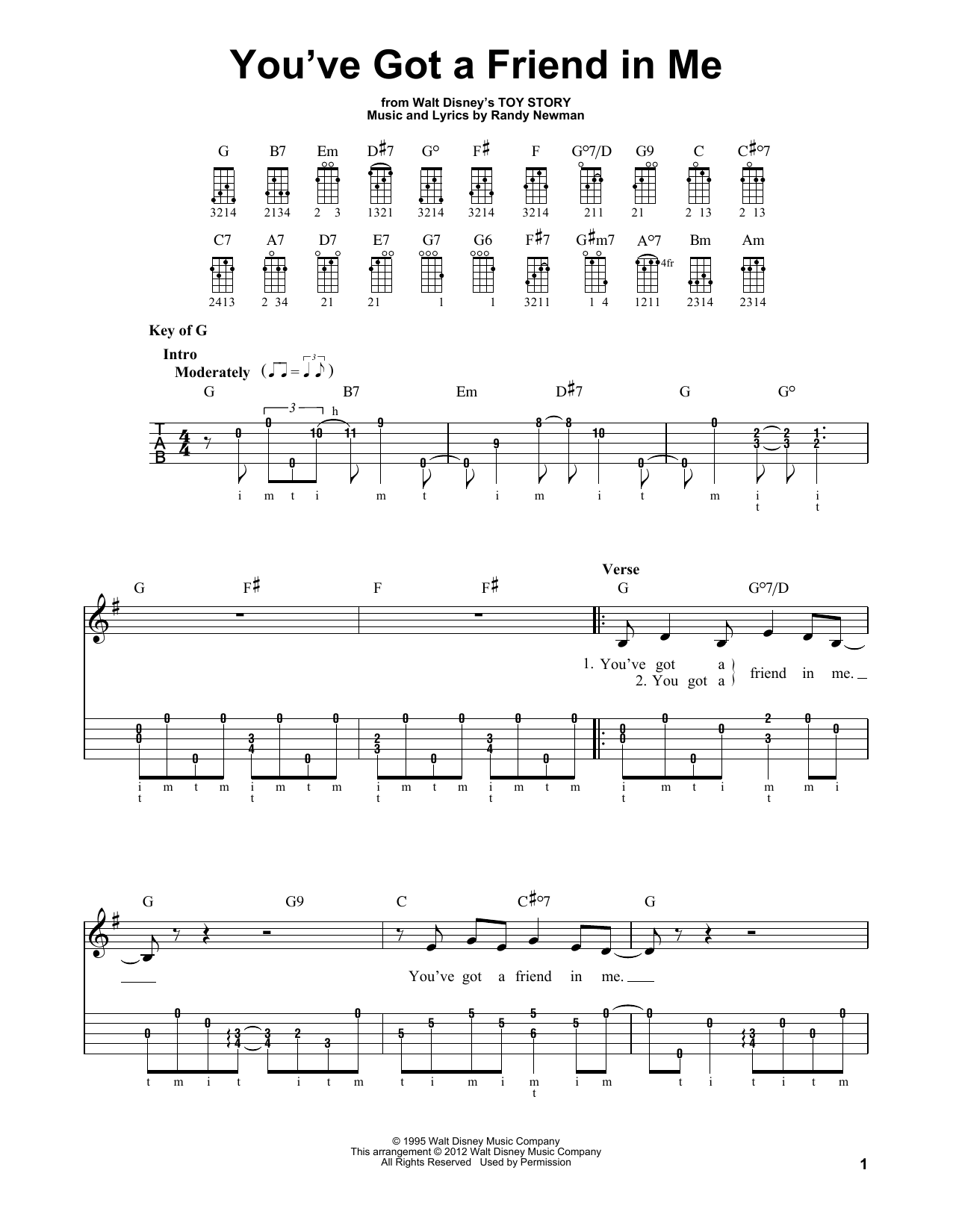 You've Got A Friend In Me (from Toy Story) (Banjo Tab) von Randy Newman