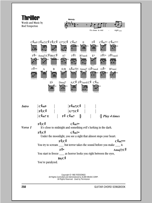 Thriller (Guitar Chords/Lyrics) von Michael Jackson