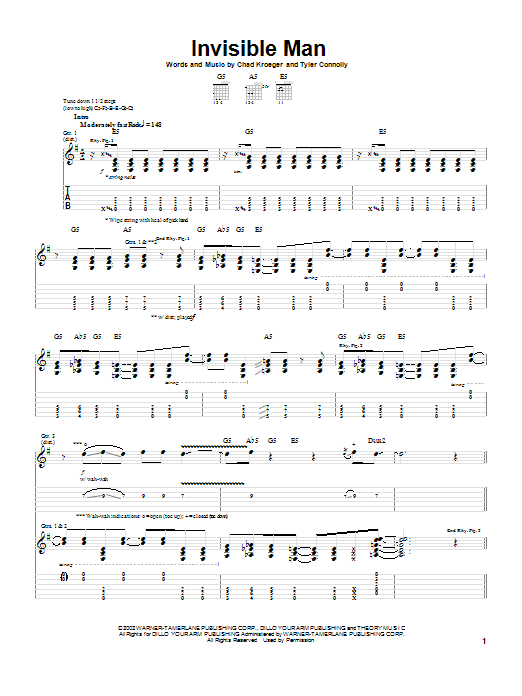 Invisible Man (Guitar Tab) von Theory Of A Dead Man