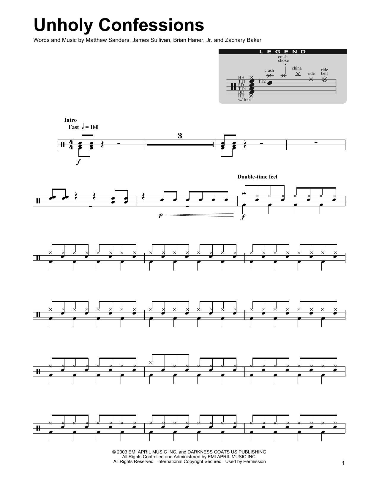 Unholy Confessions (Drums Transcription) von Avenged Sevenfold