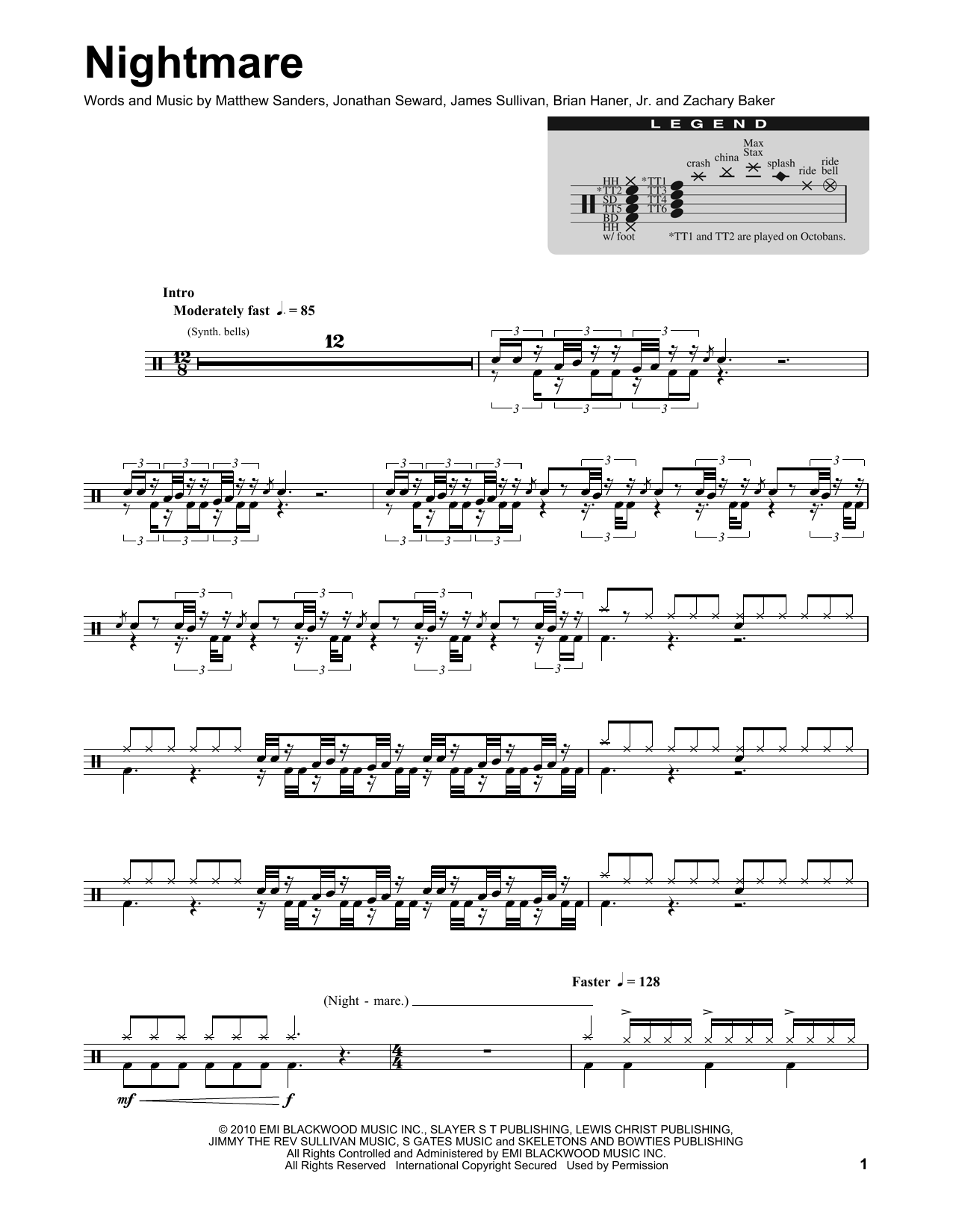 Nightmare (Drums Transcription) von Avenged Sevenfold