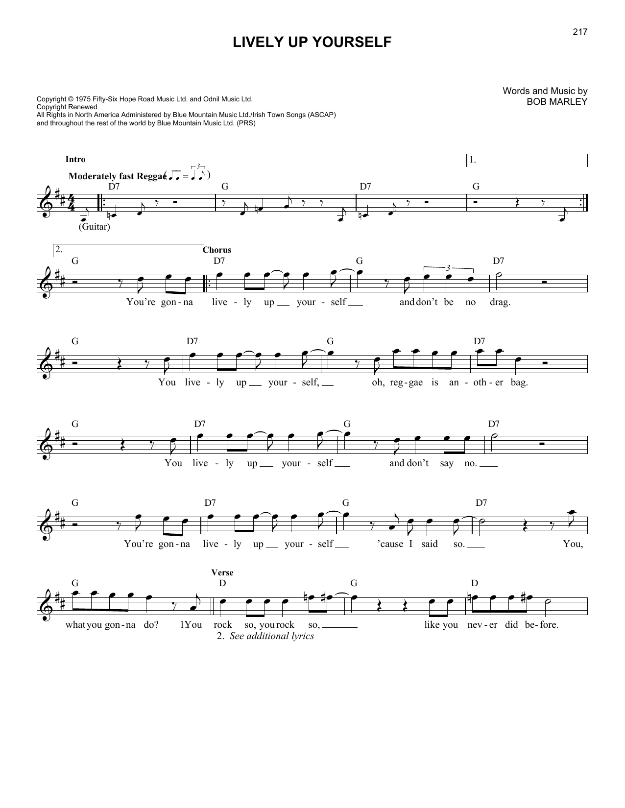 Lively Up Yourself (Lead Sheet / Fake Book) von Bob Marley