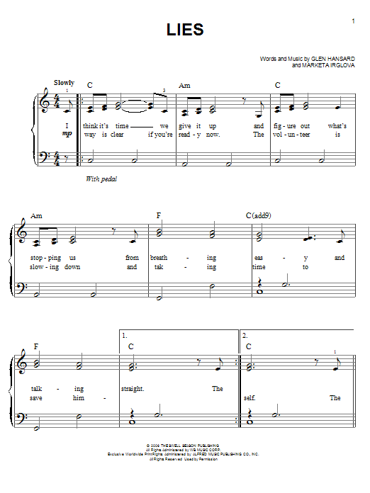 Lies (Easy Piano) von The Swell Season