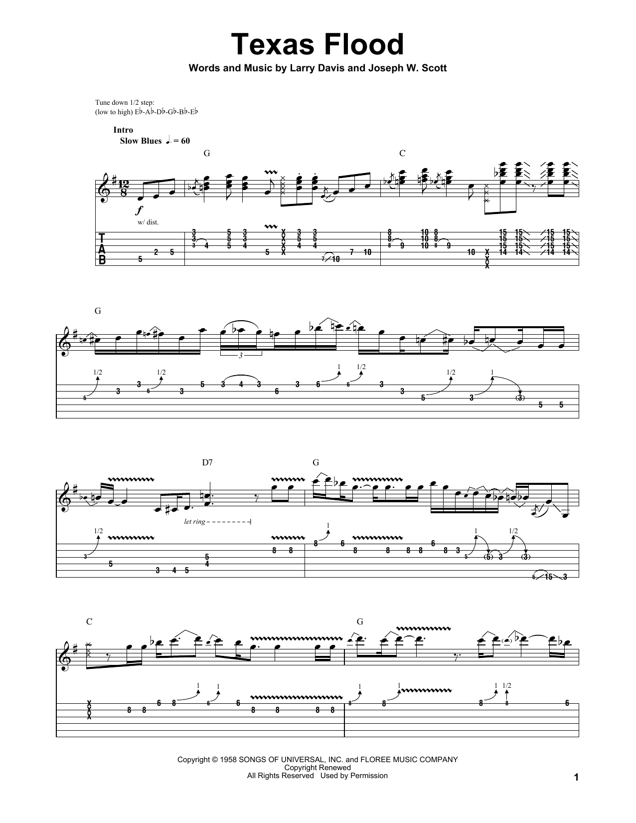 Texas Flood (Guitar Tab (Single Guitar)) von Stevie Ray Vaughan