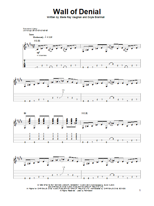 Wall Of Denial (Guitar Tab (Single Guitar)) von Stevie Ray Vaughan