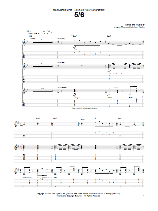 5/6 (Guitar Tab) von Jason Mraz